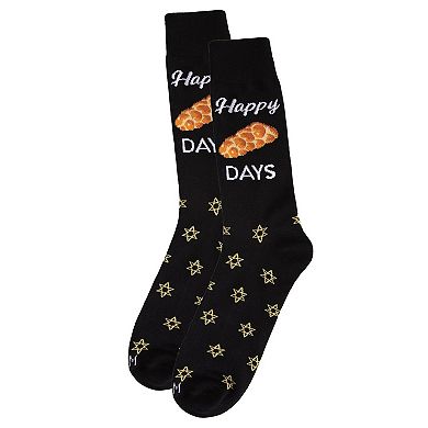 Men's Funny Pun Happy Challah Days Novelty Crew Sock