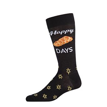 Men's Funny Pun Happy Challah Days Novelty Crew Sock
