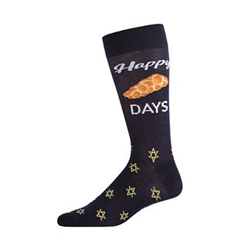 Men's Funny Pun Happy Challah Days Novelty Crew Sock