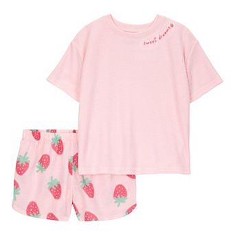 Girls 4-14 Carter's Strawberry Print Loose Fit 2 pc Pajama Top & Pajama Shorts Set