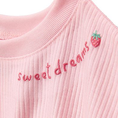 Girls 4-14 Carter's Strawberry Print Loose Fit 2-Piece Pajama Top & Pajama Shorts Set