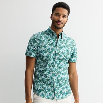 Men's Sonoma Goods For Life® Printed Short Sleeve Perfect Length Button-Down Shirt