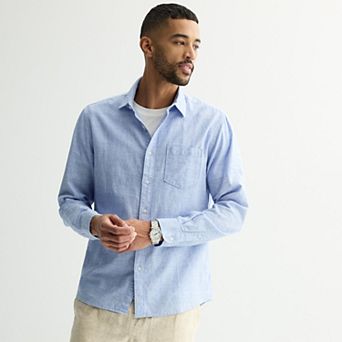 Men's Sonoma Goods For Life® Perfect Length Long Sleeve Linen Shirt