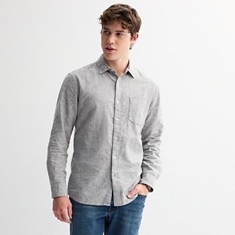 Men's Sonoma Goods For Life® Perfect Length Long Sleeve Linen Shirt