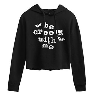 Juniors' Be Creepy With Me Cropped Hoodie