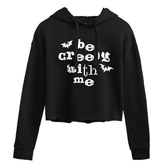 Juniors' Be Creepy With Me Cropped Hoodie