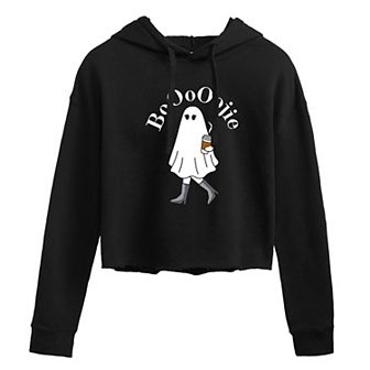 Juniors' Boojie Ghost Cropped Hoodie