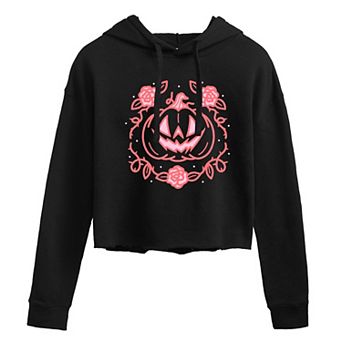 Juniors' Coquette Pumpkin Rose Cropped Hoodie