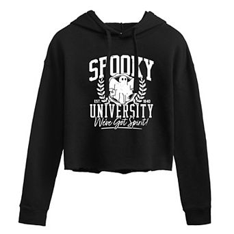 Juniors' Spooky University Cropped Hoodie