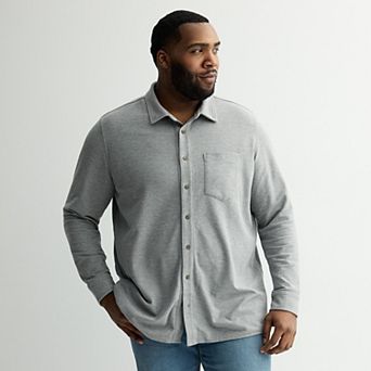 Big & Tall Sonoma Goods For Life® Long Sleeve Pique Button-Up Shirt