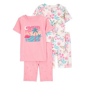 Girls 4-14 Carter's Flamingo Print Snug Fit Cotton 4 pc Pajama Top & Pajama Bottoms Set