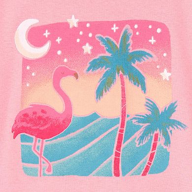 Girls 4-14 Carter's Flamingo Print Snug Fit Cotton 4-Piece Pajama Top & Pajama Bottoms Set