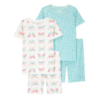 Girls 4-14 Carter's Print Snug Fit Cotton 4 pc Pajama Top & Pajama Shorts Set