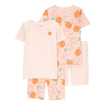 Girls 4-14 Carter's Print Snug Fit Cotton 4 pc Pajama Top & Pajama Shorts Set