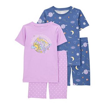 Girls 4-14 Carter's Print Snug Fit Cotton 4 pc Pajama Top & Pajama Shorts Set