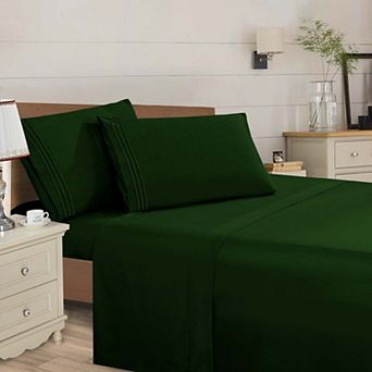 Elegant Comfort Wrinkle Free Ultra Soft 4 pc Bed Sheet Set Premium Three Line Embroidered