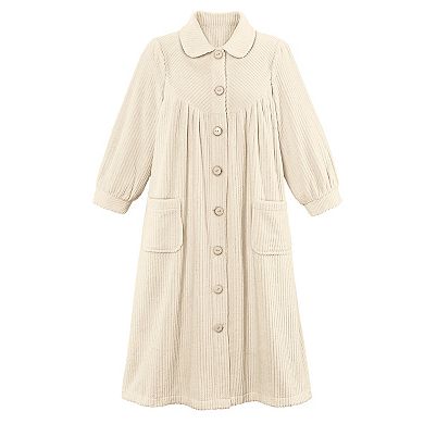 Collections Etc Soft Plush Button Front Robe With Pockets