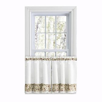 Cherries Ruffled 1.5" Rod Pocket Window Curtain Tiers