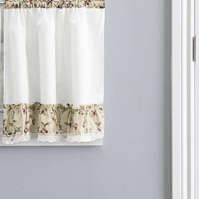 Cherries Ruffled 1.5" Rod Pocket Window Curtain Tiers