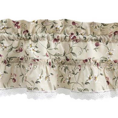 Cherries Ruffled 1.5" Rod Pocket Window Curtain Tiers