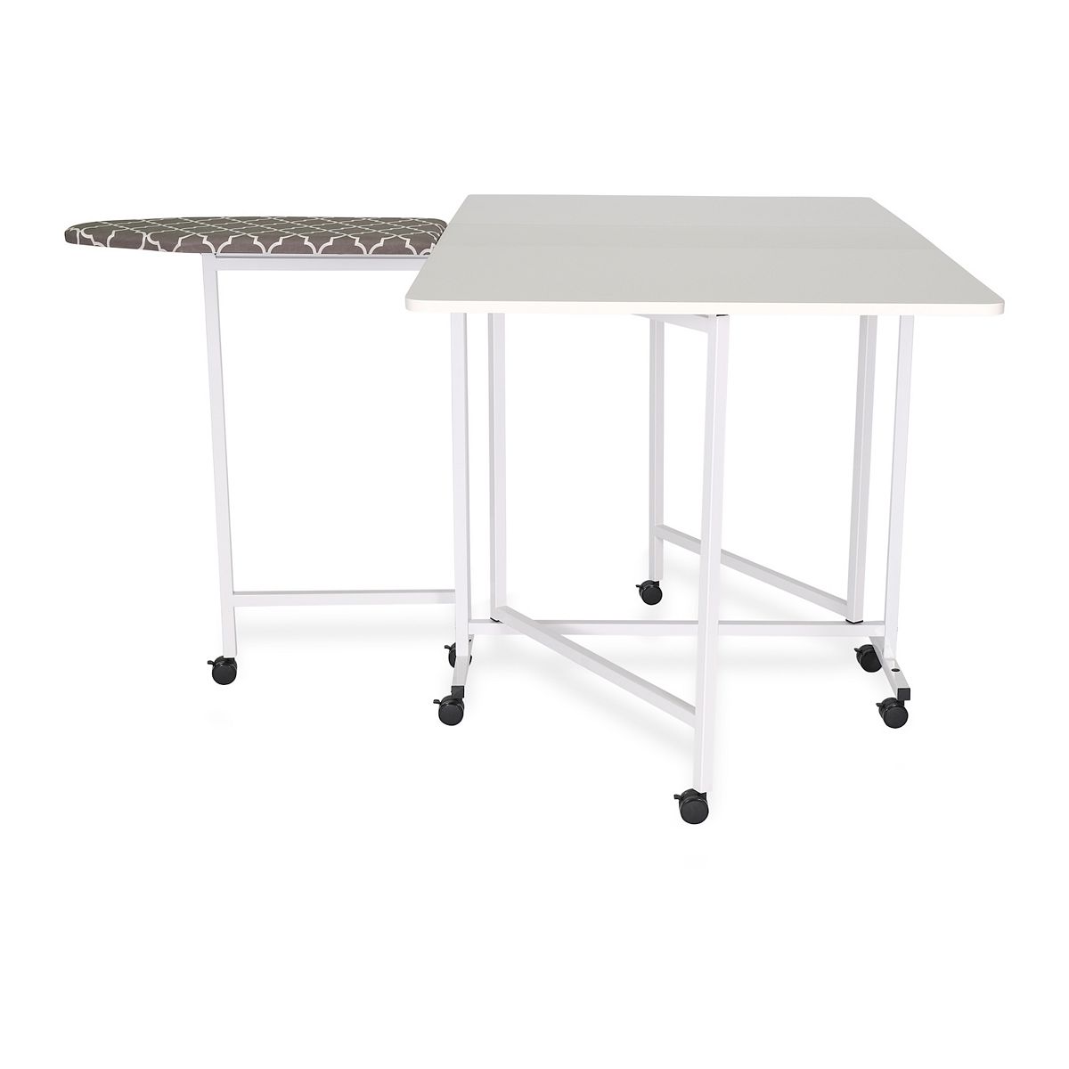 Millie cutting and ironing table with grey top and patterned ironing pad