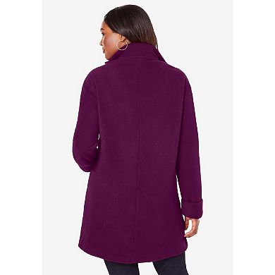 Roaman's Women's Plus Size Petite Plush Fleece Driving Coat