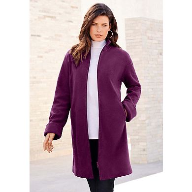 Roaman's Women's Plus Size Petite Plus Size Fleece Driving Coat