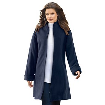 Roaman's Women's Plus Size Petite Plus Size Fleece Driving Coat