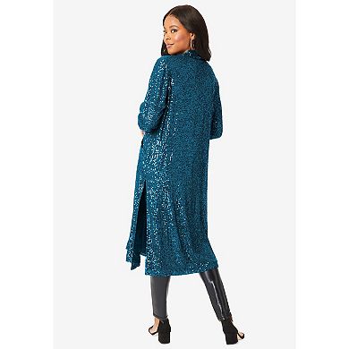 Roaman's Women's Plus Size Plus Size Sequin Duster