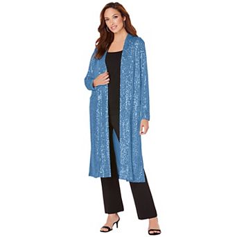 Roaman's Women's Plus Size Sequin Duster