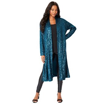 Roaman's Women's Plus Size Plus Size Sequin Duster
