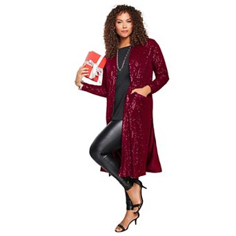 Roaman's Women's Plus Size Sequin Duster