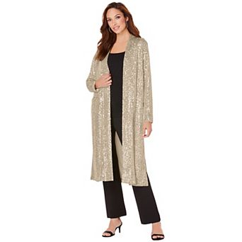 Roaman's Women's Plus Size Plus Size Sequin Duster