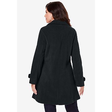 Roaman's Women's Plus Size Petite Plus Size Button Up Fleece Jacket