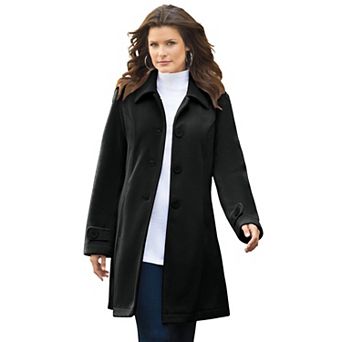 Roaman's Women's Plus Size Petite Plus Size Button Up Fleece Jacket