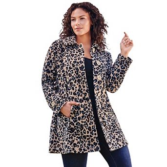 Roaman's Women's Plus Size Petite Plus Size Button Up Fleece Jacket