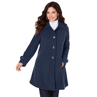 Roaman's Women's Plus Size Petite Plus Size Button Up Fleece Jacket