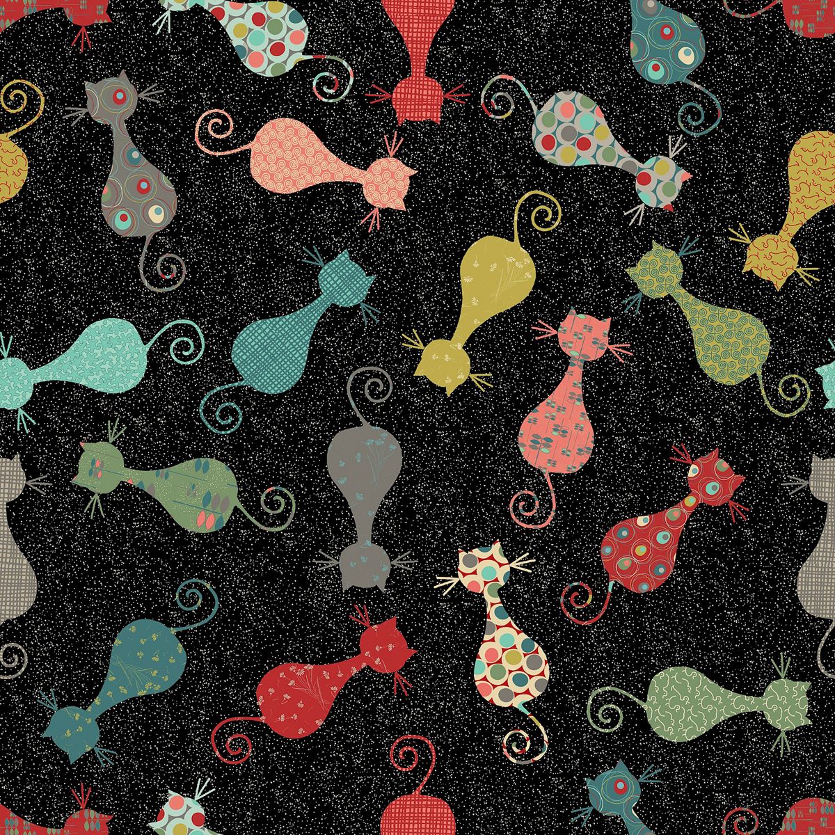 Close-up of Cat's Meow fabric pattern