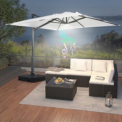 Mondawe 10 Ft x 13 Ft Cantilever Patio Umbrella With Base Weight Included