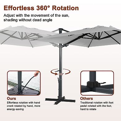 Mondawe 10 Ft x 13 Ft Solar LED Cantilever Patio Umbrella With Base Weight Included