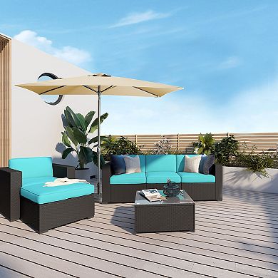 Mondawe 10 Ft Rectangular Solar Led Market Patio Umbrella