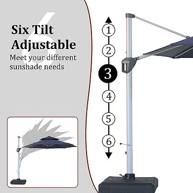 Mondawe 11 Ft Octagon Patio Cantilever Umbrella With Cover & Base Included