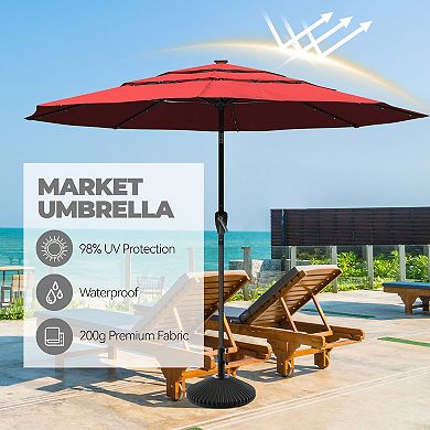 Mondawe 10 Ft 3-tier Outdoor Patio Market Umbrella With Push Button Tilt