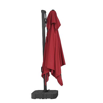 Mondawe 10 Ft Square Solar Led Offset Cantilever Patio Umbrella With Included Base