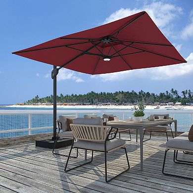 Mondawe 10 Ft Square Solar Led Offset Cantilever Patio Umbrella With Included Base