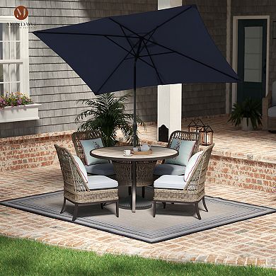 Mondawe 10 Ft Rectangular Outdoor Patio Umbrella With Tilt And Crank