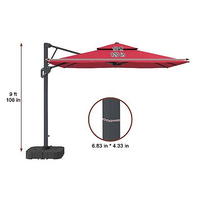Mondawe 10 Ft Square Offset Cantileve Patio Umbrella With Included Base