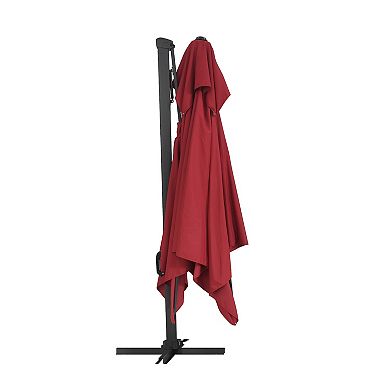 Mondawe 10 Ft Square Solar Led Offset Cantilever Patio Umbrella With Built-in Bluetooth Speaker