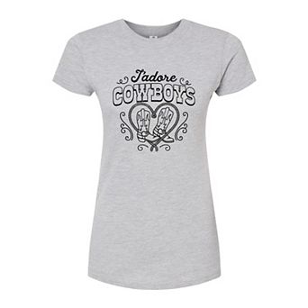 Juniors' Jadore Cowboys Fitted Graphic Tee