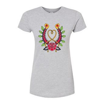 Juniors' Goth Western Horseshoe Fitted Graphic Tee